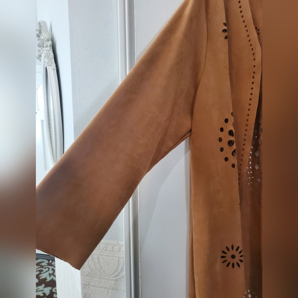 Faux Suede Duster Cardigan With Lazer Cutouts XL NWT - Picture 5 of 9